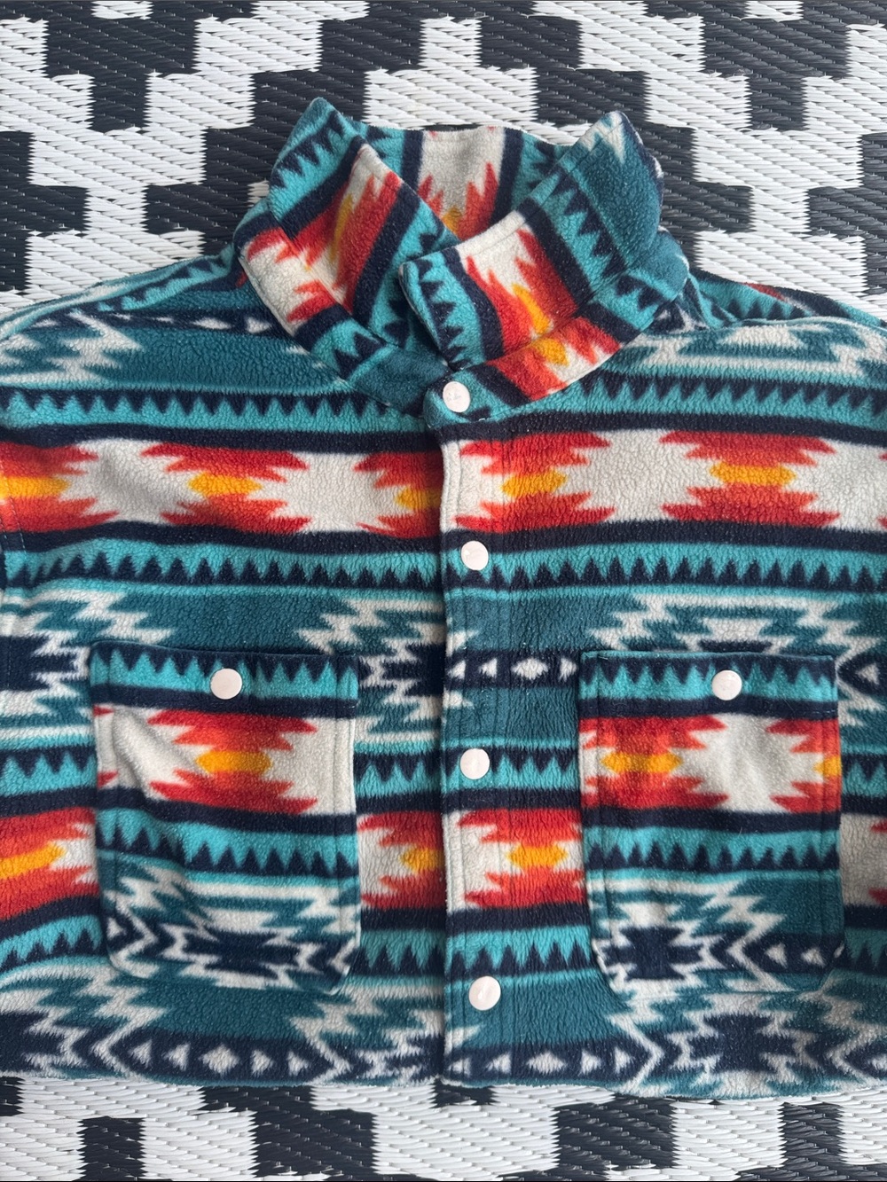 RF BRAND Southwest-Pattern Snap-Front Fleece Shacket - L - Picture 6 of 9
